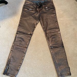 Metallic Moto style jeans